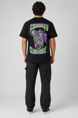Crooked Clubhouse Coffin Up Tee Mens Medium Black Chopper Skeleton T-Shirt New